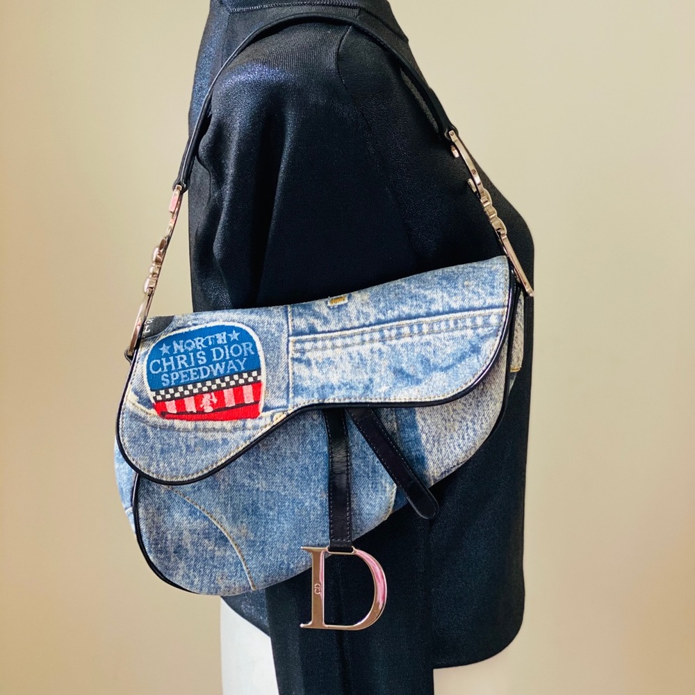 DIOR Limited Edition Speedway Denim Saddle Bag